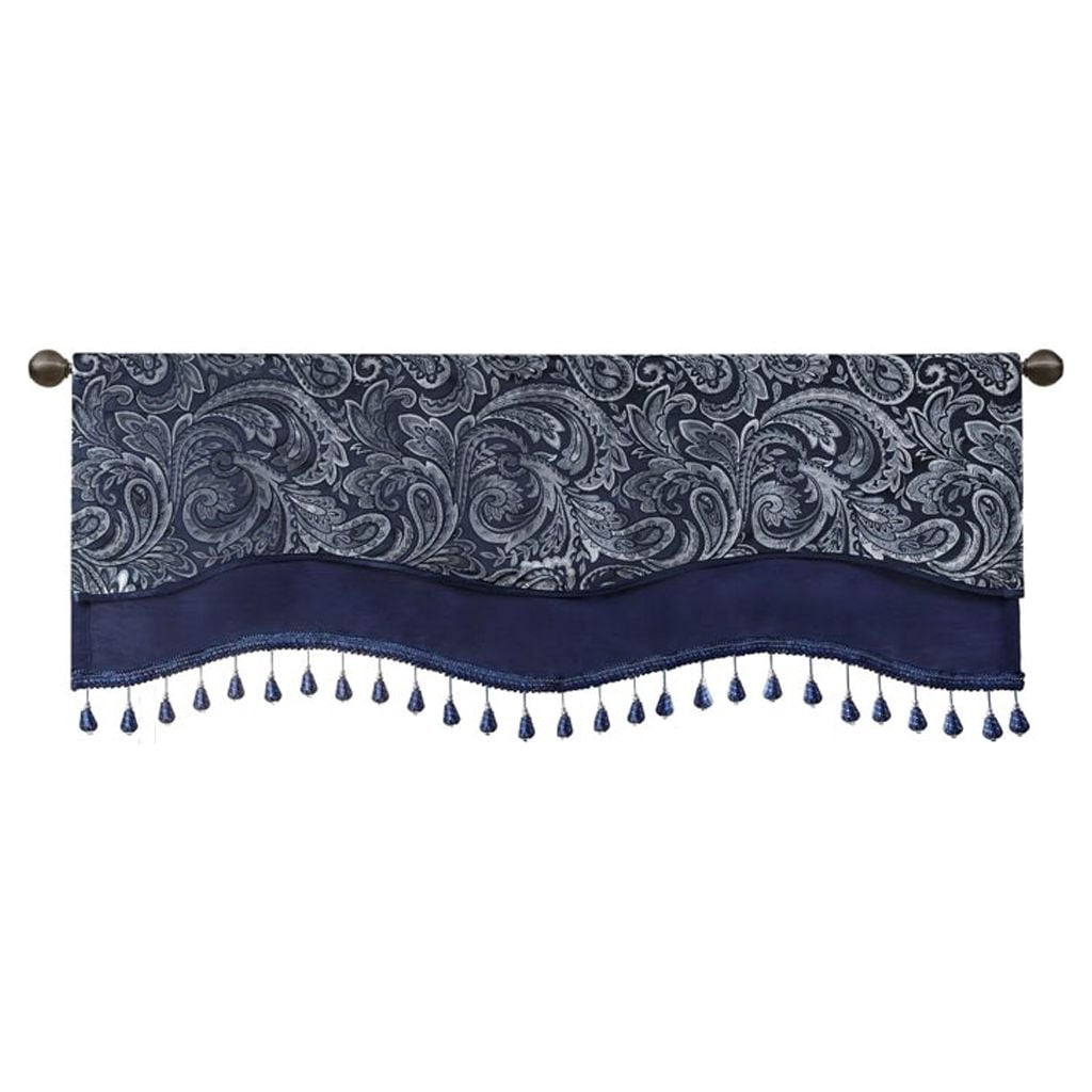 Gracie Mills Thornton Paisley Jacquard Window Valance with Beads trimming - GRACE-11010