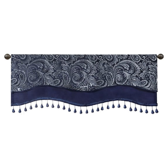 Gracie Mills Thornton Paisley Jacquard Window Valance with Beads trimming - GRACE-11010