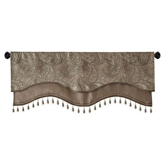 Gracie Mills Thornton Paisley Jacquard Window Valance with Beads trimming - GRACE-11010