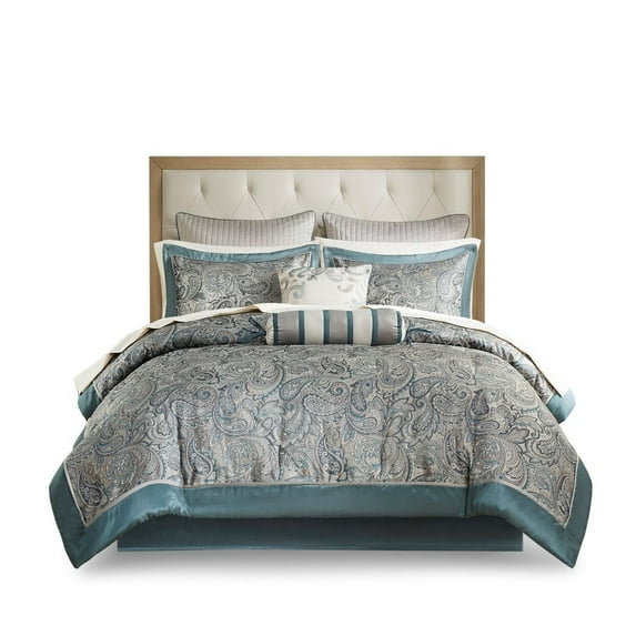 Gracie Mills Thornton Supreme Comfort: 12-Piece Comforter Ensemble with Cotton Bed Sheets - GRACE-2983