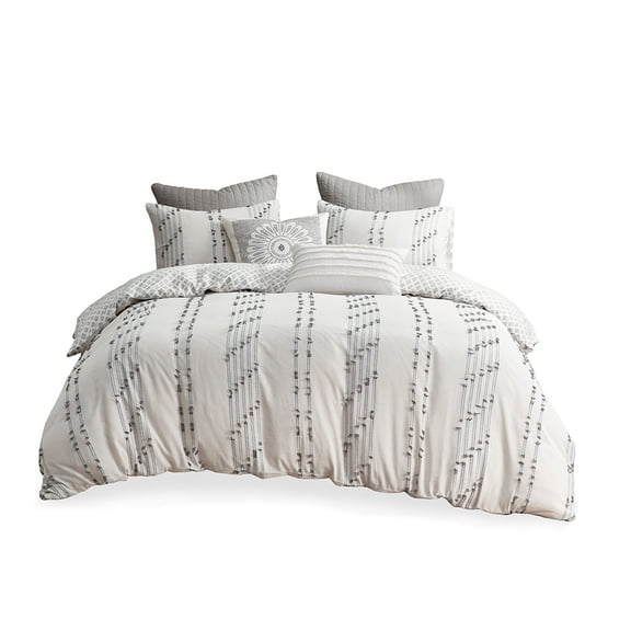Gracie Mills Trujillo 3-Piece Cotton Jacquard Duvet Cover Set GRACE-13822