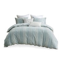 Gracie Mills Trujillo 3-Piece Embroidered Stripes Cotton Jacquard Comforter Set - GRACE-13820