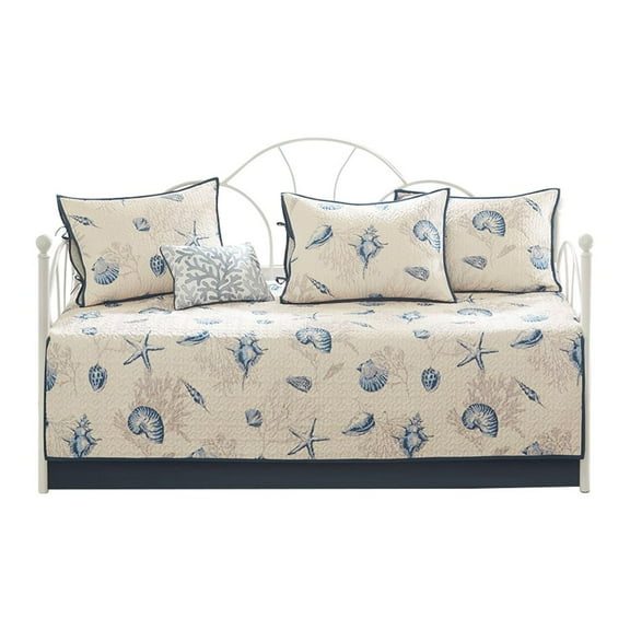 Gracie Mills Villanueva 6-Piece Coastal Daybed Cover Set Twin Blue GRACE-8795