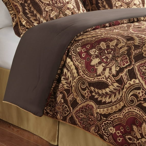 Gracie Mills Vintage 4-Pieces Burgundy Comforter Bedding Sets, King
