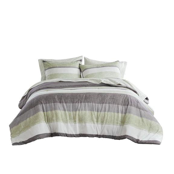 Gracie Mills Ware Striped Comforter Set with Bed Sheets