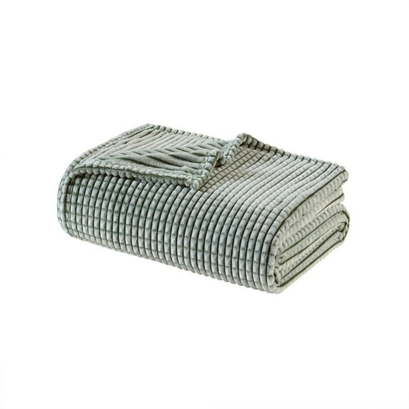 Gracie Mills Willow Plush Blanket Twin 100% Polyester Grid Design Multiple Colors