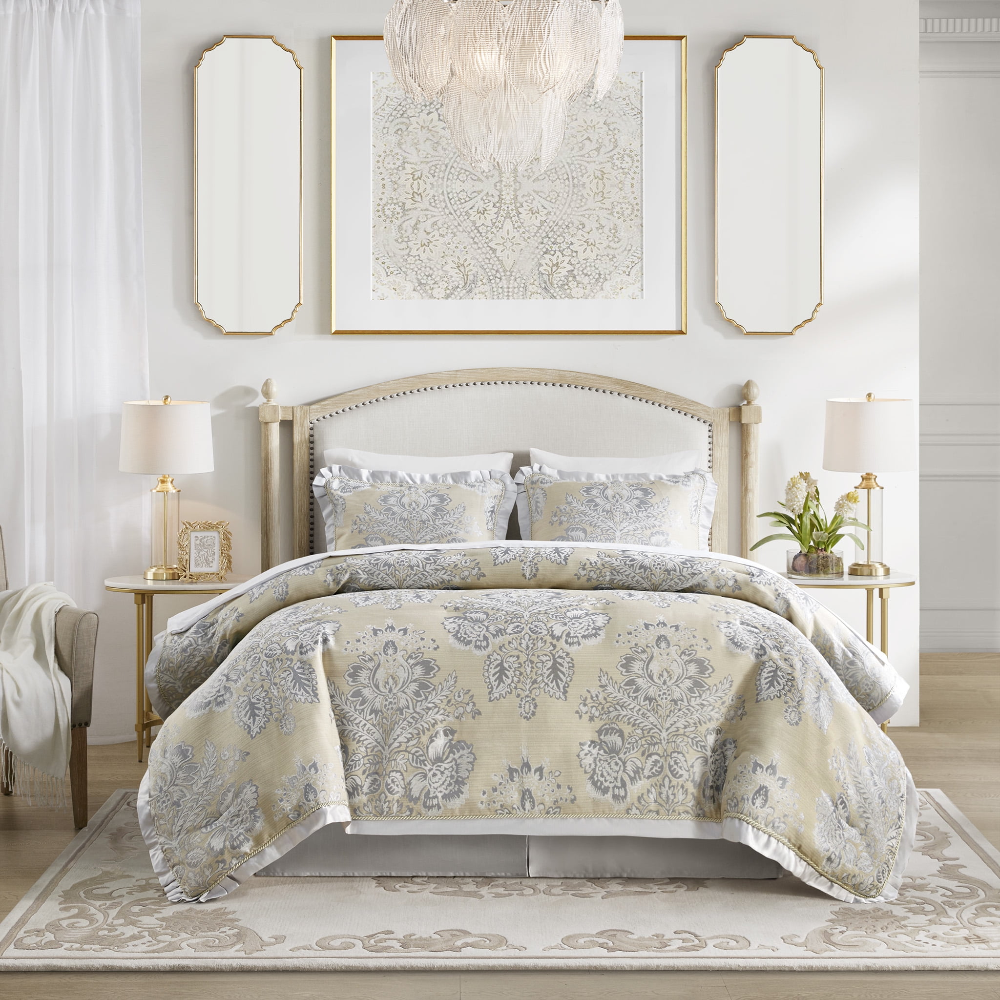 King White Microfiber Reversible Jacquard Comforter Set