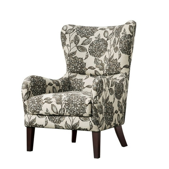 Gracie Mills Zachery Transitional Swoop Wing Chair with Round Arm and Piped Edges - GRACE-3914