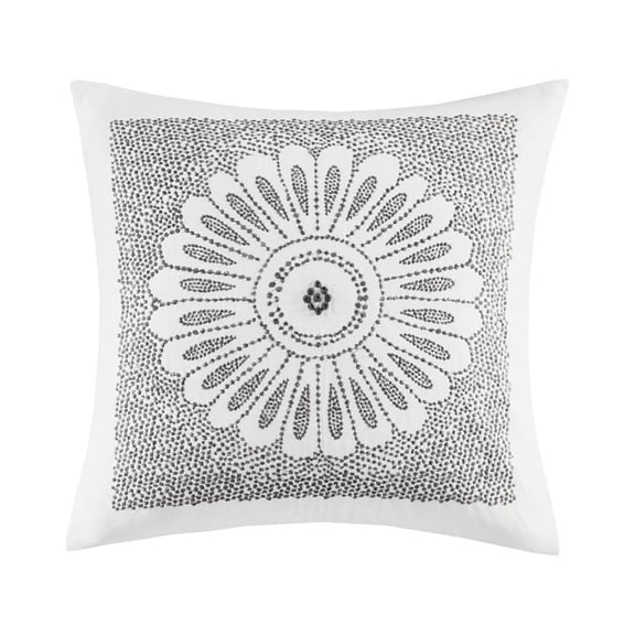 Gracie Mills Zelma Cotton Embroidered Decorative Square Pillow - GRACE-5319