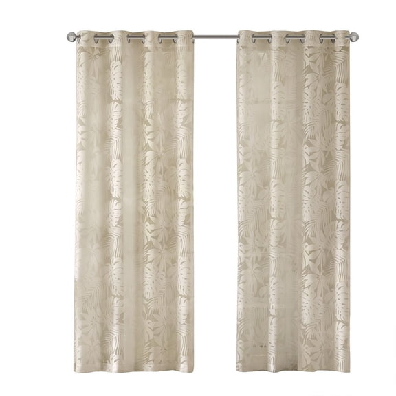 Gracie Mills Zephyr Costal Lightweight Burnout Sheer Window Curtain - GRACE-8582