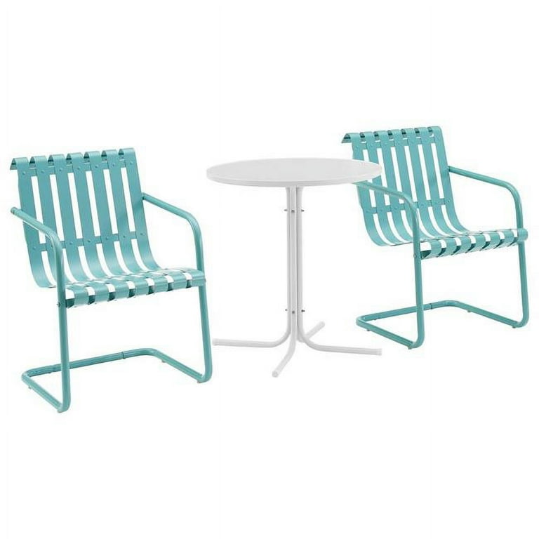Gracie Outdoor Metal Bistro Set Pastel Blue Satin White Satin 3 Piece Walmart
