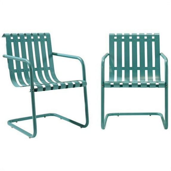 Gracie Retro Metal Outdoor Spring Chair - Caribbean Blue
