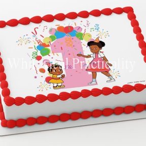 Gracie’s Corner 1st Birthday Cake, cupcake or cookie Topper - Vibrant Pink Number One Design (Fits 1/4 Sheet cake or larger)