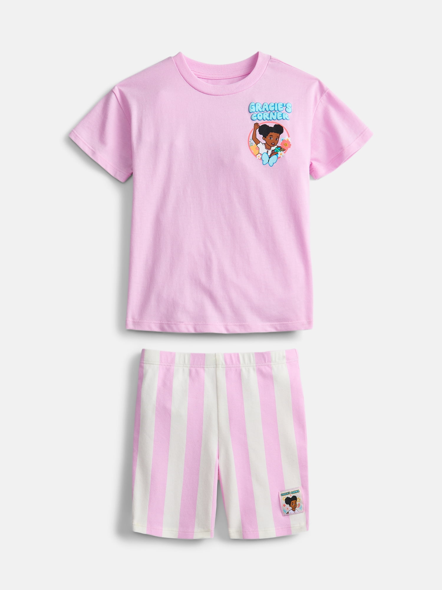 Gracie's Corner Toddler Girls Hearts Graphic Tee and Shorts Set, 2-Piece, Sizes 12M-5T