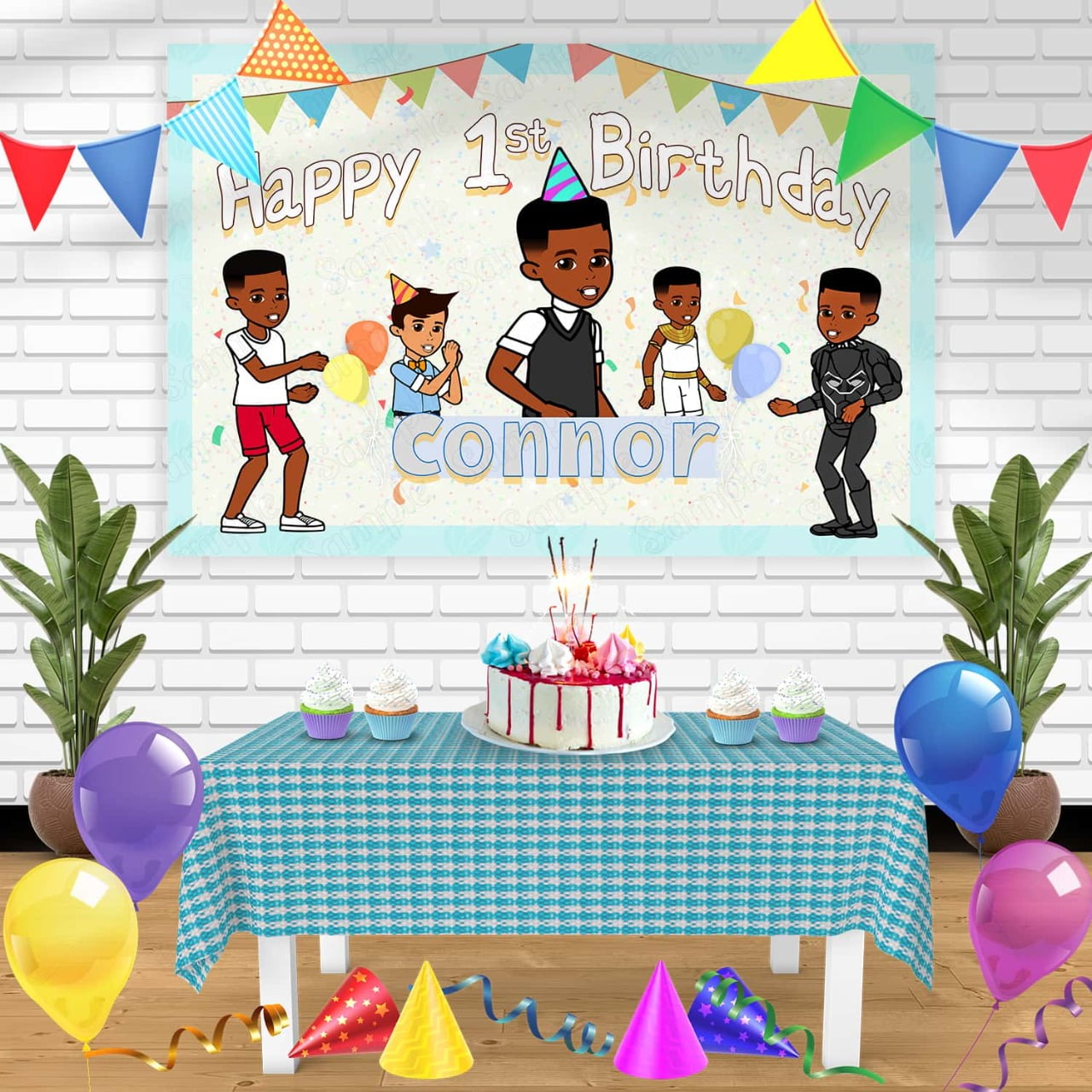 Gracies Corner Brother Boys Birthday Banner Personalized Party Backdrop