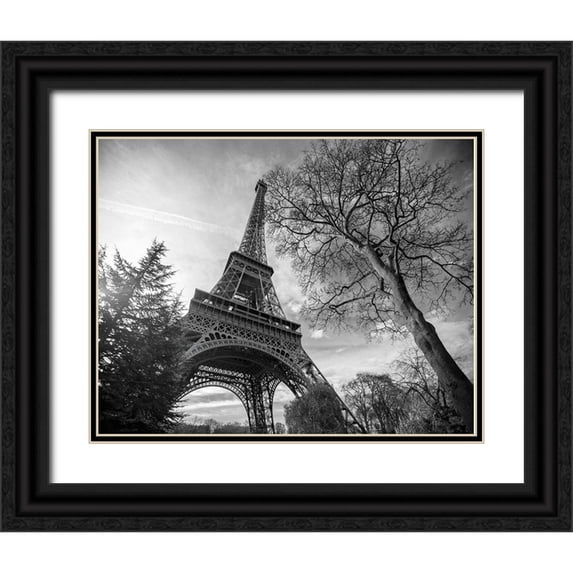 Graciet, Stephane 18x15 Black Ornate Wood Framed with Double Matting Museum Art Print Titled - Eiffel Tower with Tree