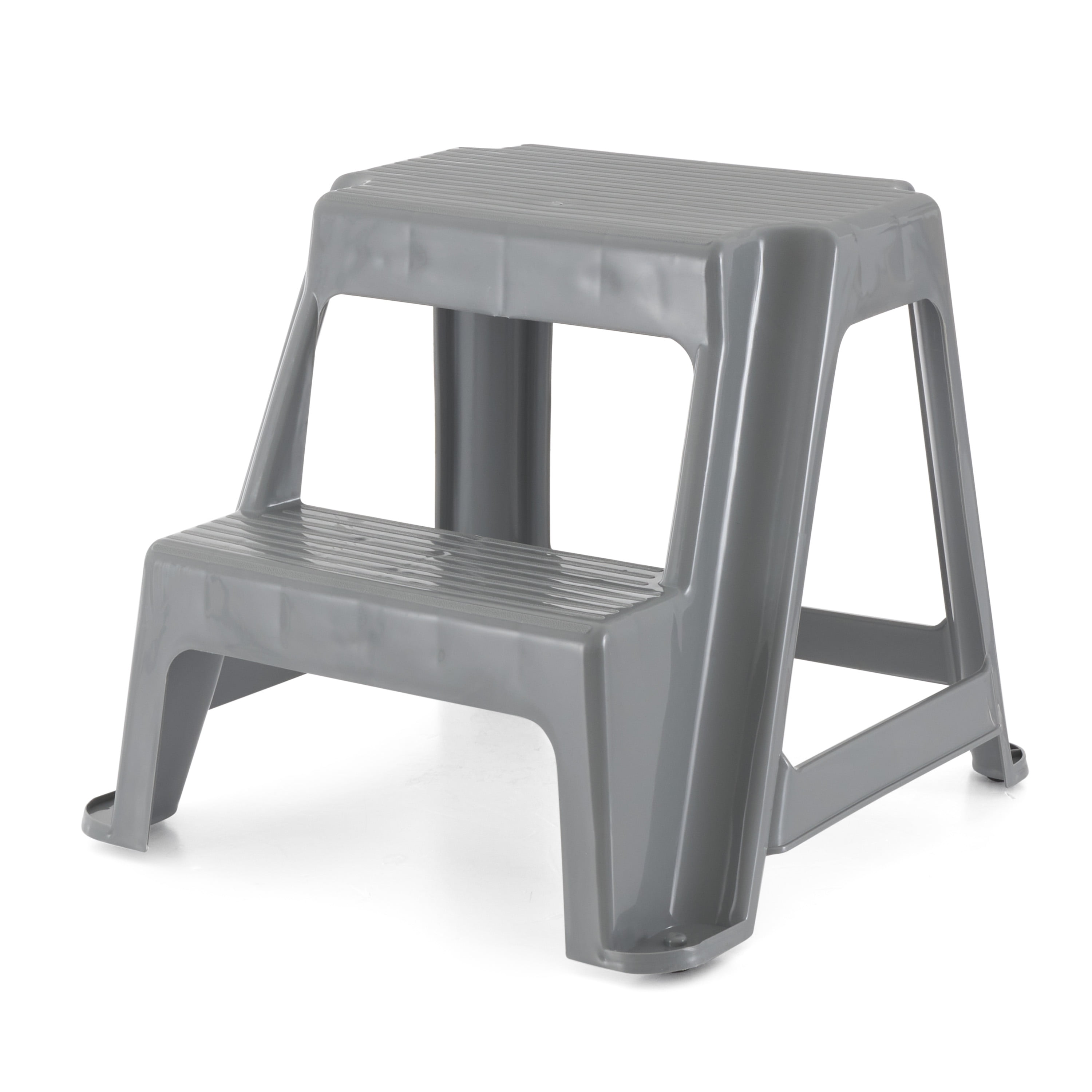 Gracious Living 16 Inch Tall 2 Step Plastic Stool for Adults Portable Lightweight Gray Walmart