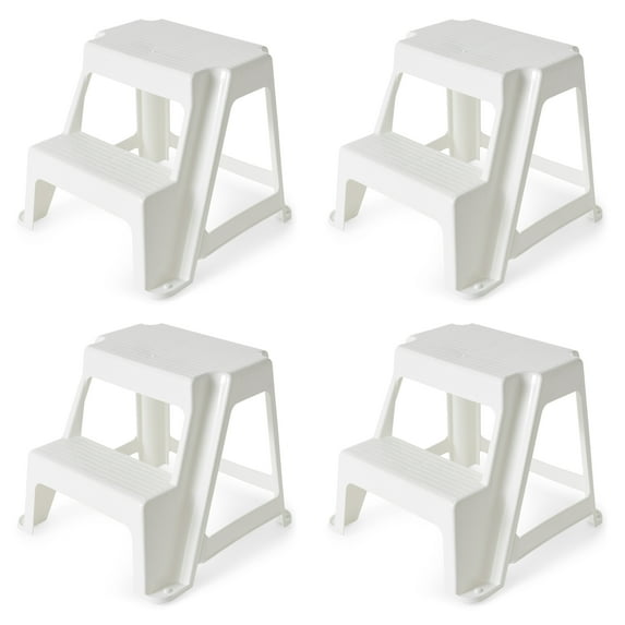 Gracious Living 16-Inch Two Step Home & Kitchen Stool, White (4 Pack)