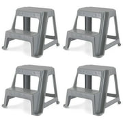 Gracious Living 16" Plastic 2 Step Portable Home & Kitchen Stool 4 Pack
