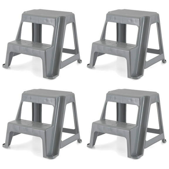 Gracious Living 16" Plastic 2 Step Portable Home & Kitchen Stool (4 Pack)