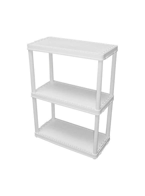 Gracious Living 3 Shelf Fixed Height Solid Light Duty Storage Unit, White