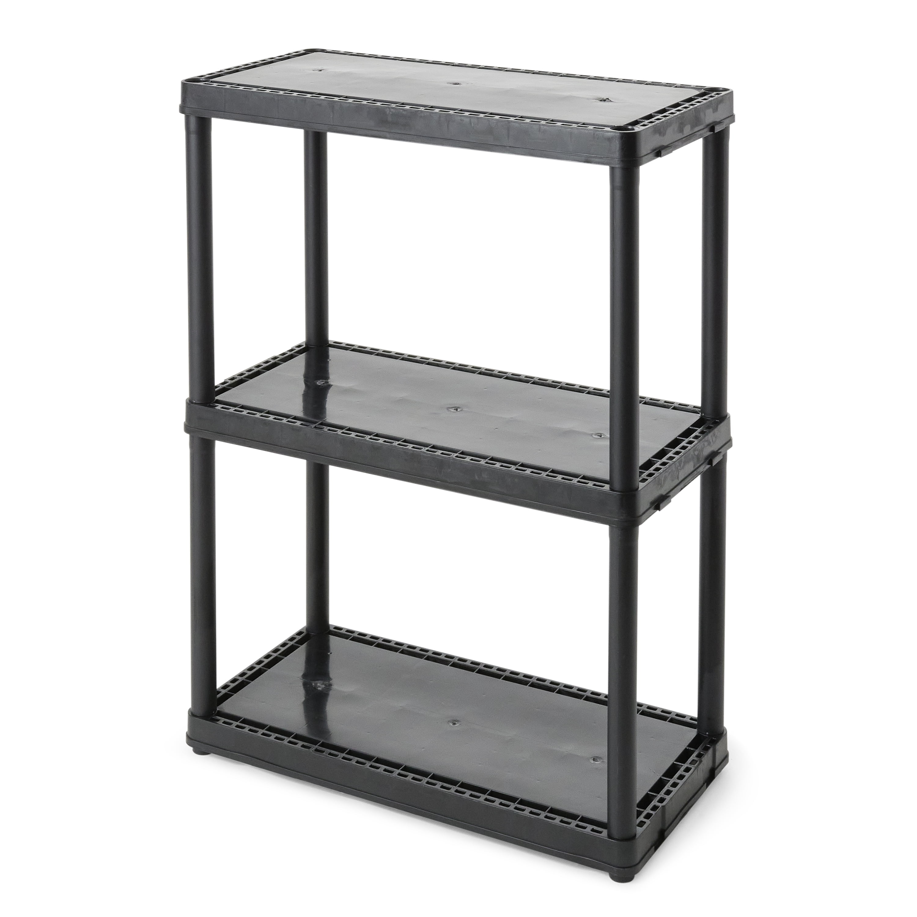 Black 24'' 3-Tier Plastic Storage Shelving Unit