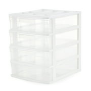 Gracious Living 4 Drawer Desktop Countertop Storage w/ Organizer Lid, White