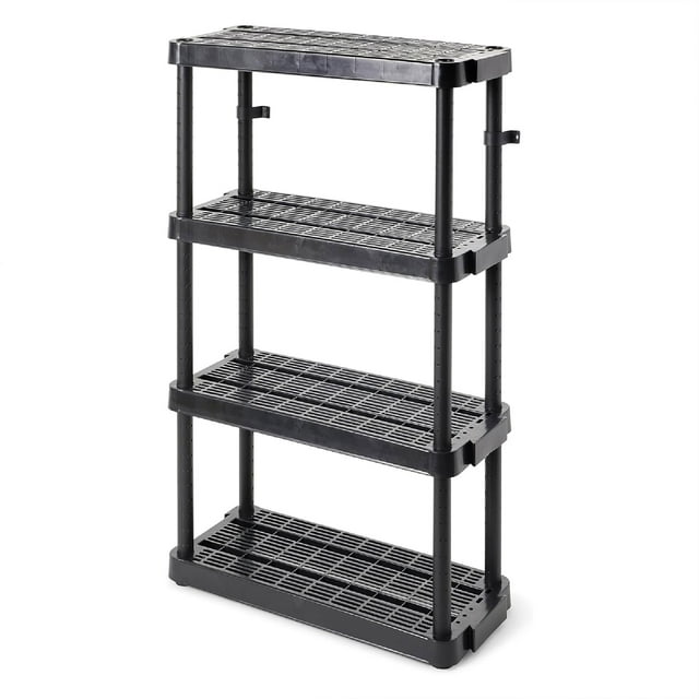 Gracious Living 4 Shelf Adjustable Height Ventilated Storage Unit, Black