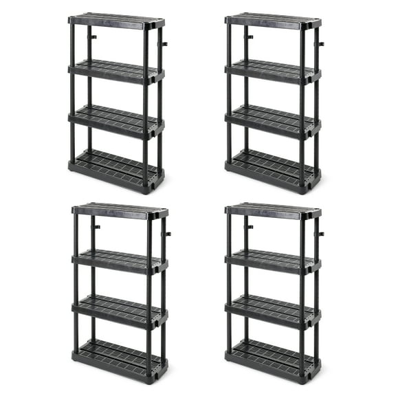 Gracious Living 4-Shelf Adjustable Medium-Duty Shelving Storage, Black
