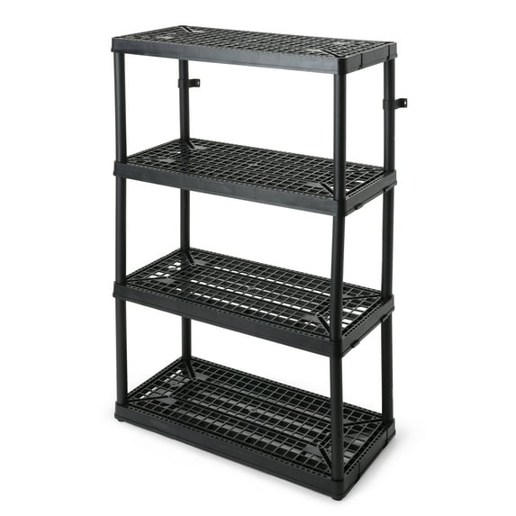 Gracious Living Fixed Height 4 Shelf Heavy Duty Black
