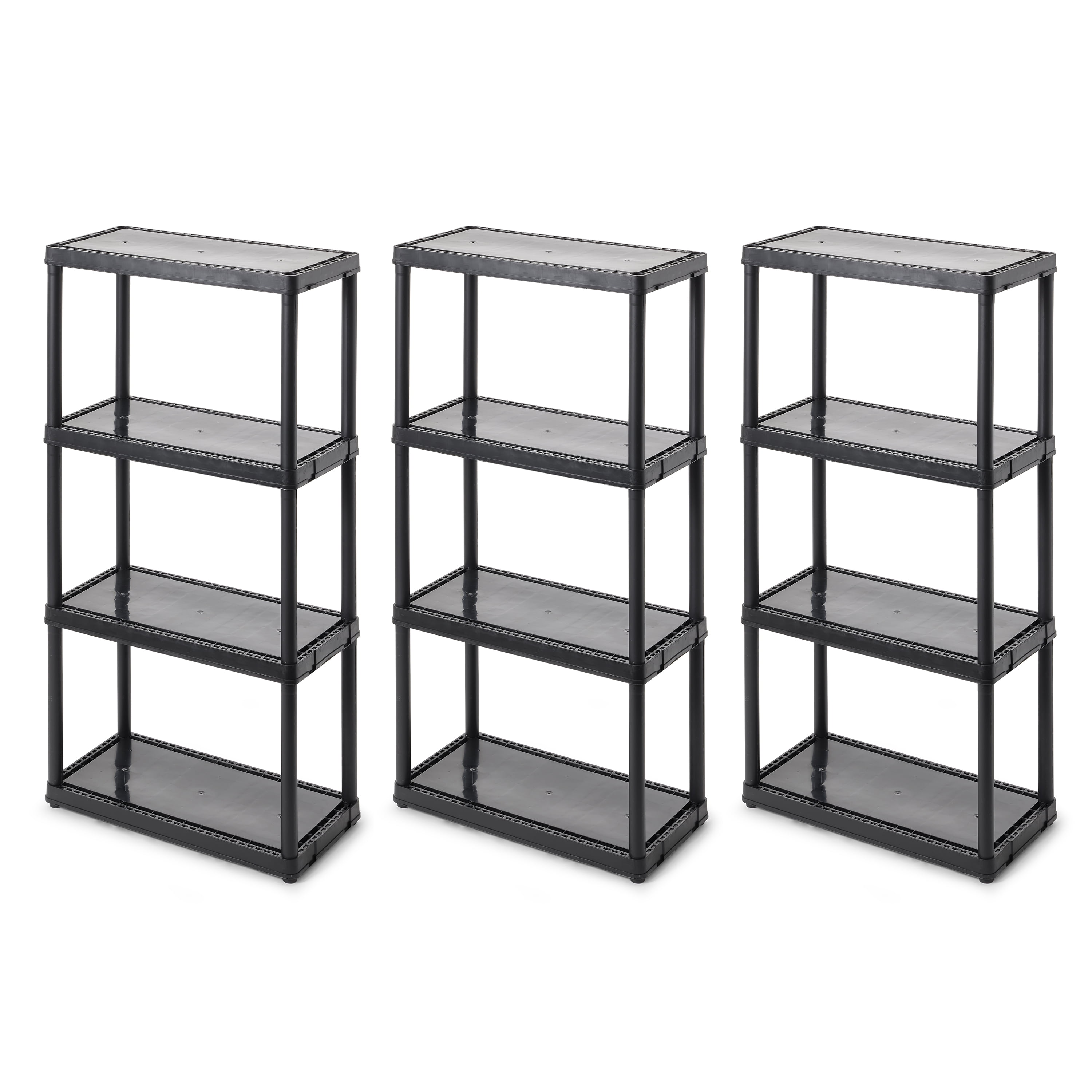 Gracious Living 4-Shelf Fixed-Height Light-Duty Solid Shelving Storage, Black