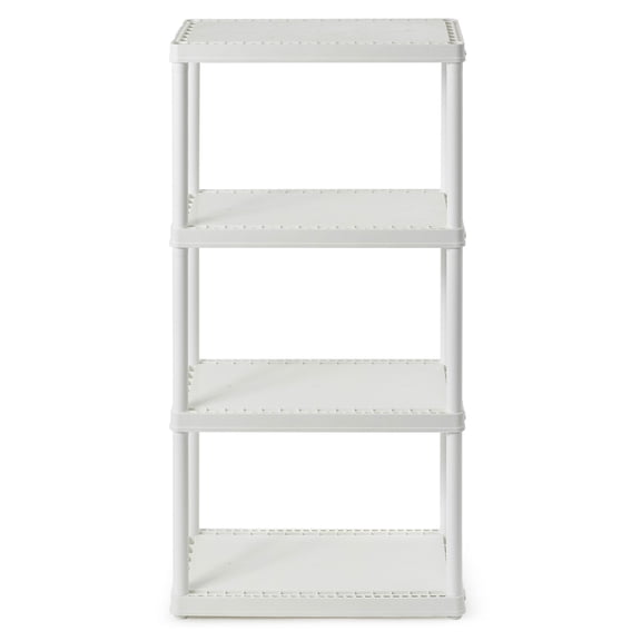 Gracious Living 4-Shelf Fixed-Height Light-Duty Solid Shelving Storage, White