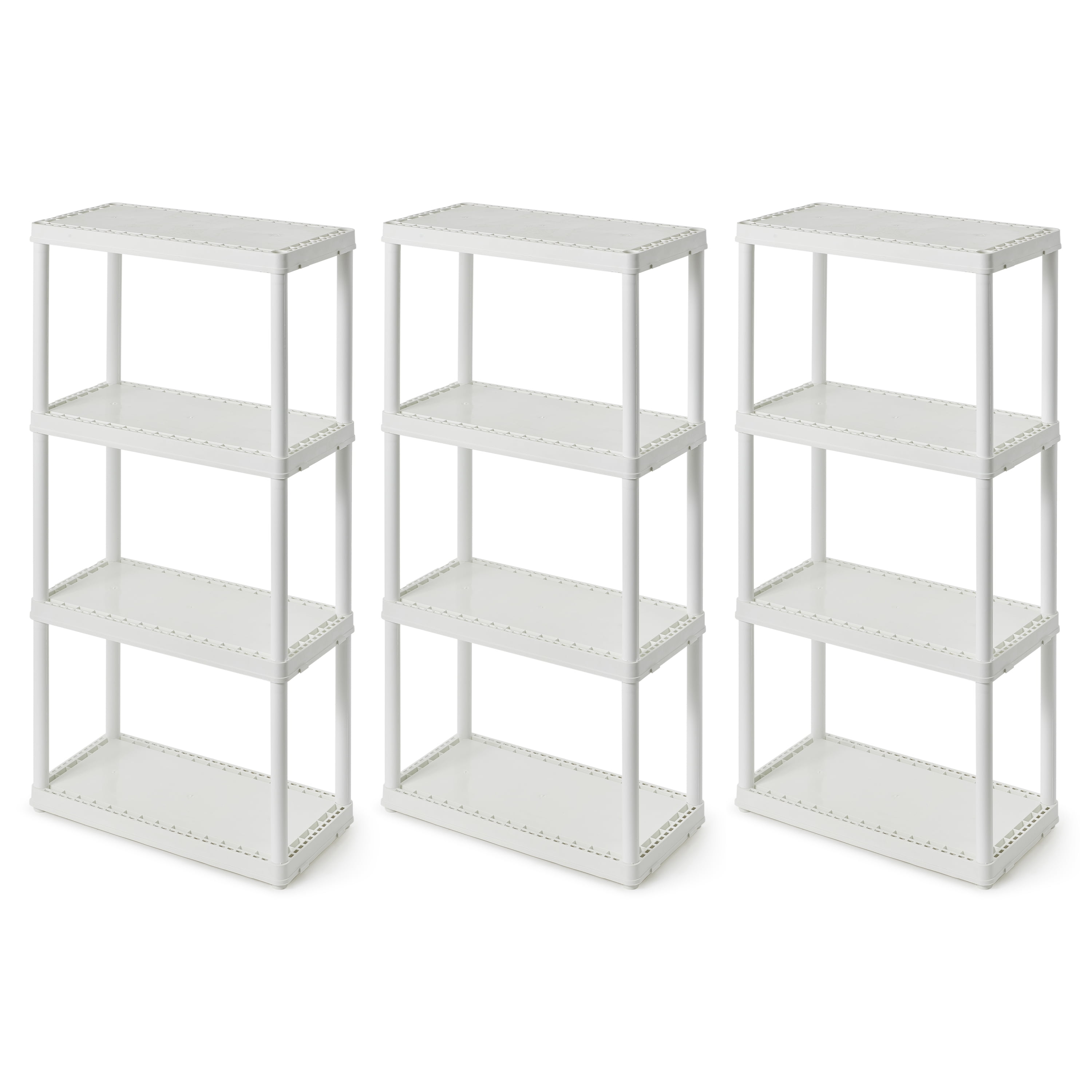 Gracious Living 4 Shelf Fixed Height Solid Storage Unit, 12"L x 24"W x 48"H, White, 3 Pack