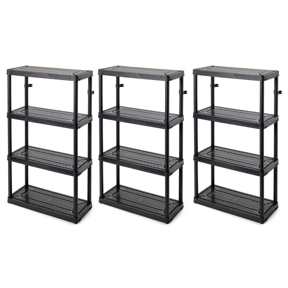 Gracious Living 4-Shelf Fixed-Height Medium-Duty Shelving Storage, Black