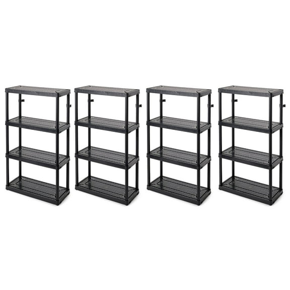 Gracious Living 4-Shelf Fixed-Height Medium-Duty Shelving Storage, Black