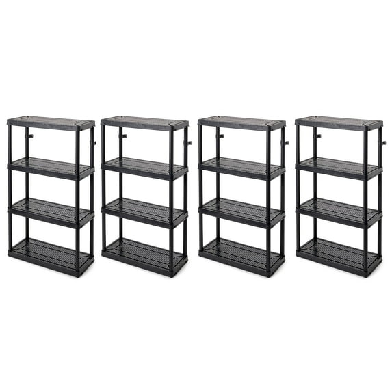 Gracious Living 4-Shelf Fixed-Height Medium-Duty Shelving Storage, Black