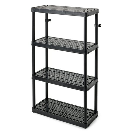 Gracious Living - 4 Shelf Tier Medium Resin Indoor and Garage Storage Shelf - Black