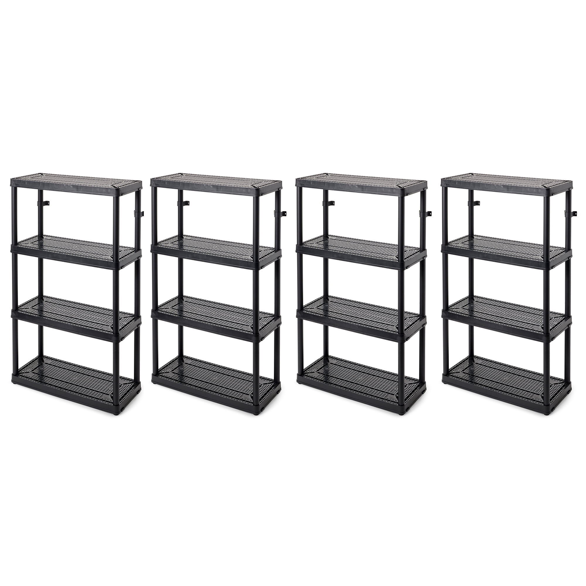 Gracious Living 4-Tier Fixed Height Ventilated Storage Shelving – 32"x14"x54.5", Black Plastic, 400lb Capacity