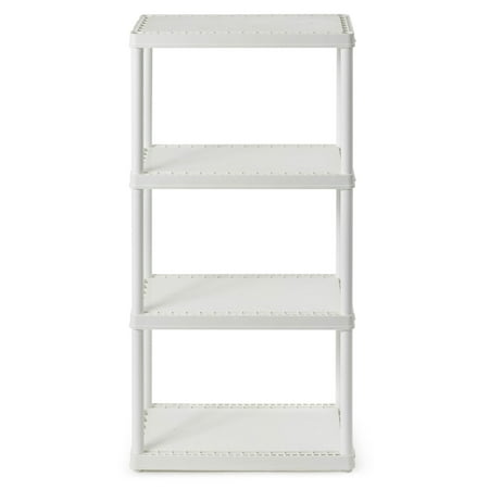 Gracious Living - Easily Assembled Light Duty Solid Plastic Shelving Unit - White