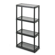 Gracious Living 4 Shelf Fixed Height Solid Resin Organizing Storage Unit, Black