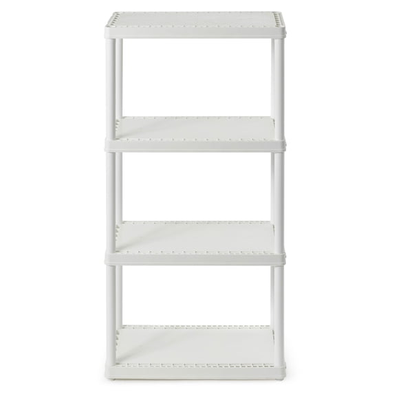 Open Box Gracious Living 4 Shelf Fixed Height Storage Unit, White