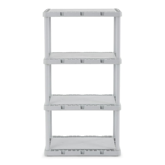 Gracious Living 4 Shelf Knect-A-Shelf Fixed Height Light Duty Storage, Grey