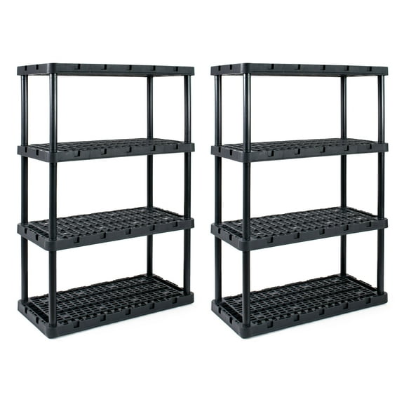 Gracious Living 4 Shelf Knect A Shelf Ventilated Heavy Duty Storage Unit, Black, 2 Pack