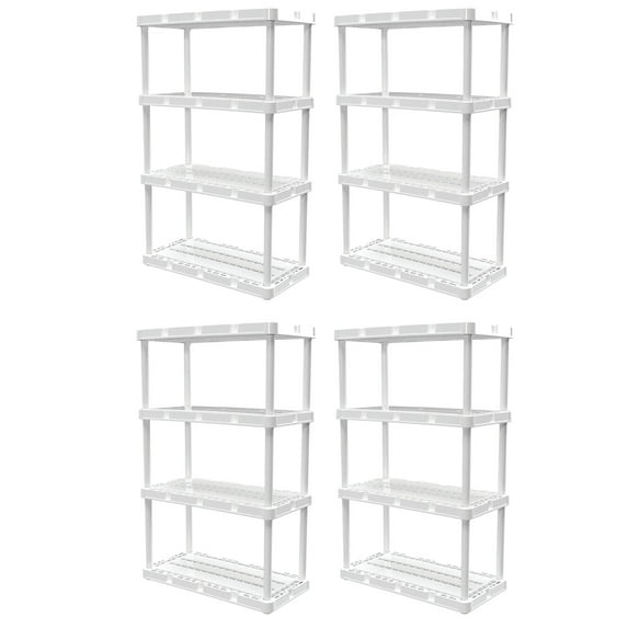 Gracious Living 4 Shelf Knect-A-Shelf Storage Unit, White (4 Pack)