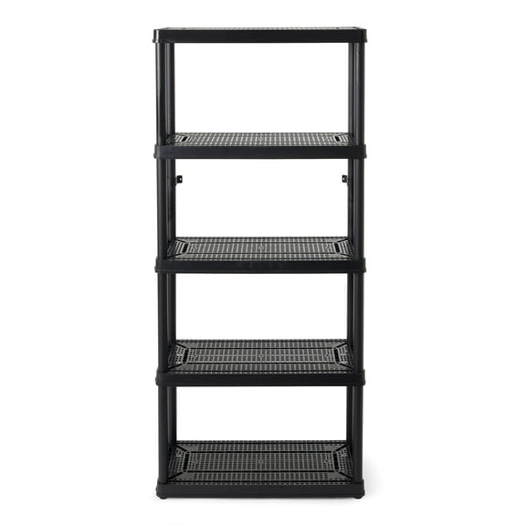 Gracious Living 5-Shelf Fixed-Height Medium-Duty Shelving Storage, Black