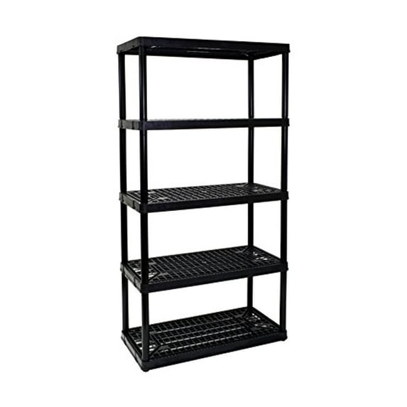Gracious Living 5 Shelf 72 x 36 x 18" Fixed Height Ventilated Heavy Duty Shelving Unit Organizer System for Home, Garage, Basement, and Laundry, Black