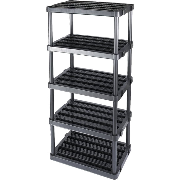 Gracious Living 5 Shelf 72 x 36 x 18" Fixed Height Ventilated Heavy Duty Shelving Unit Organizer System for Home, Garage, Basement, and Laundry, Black