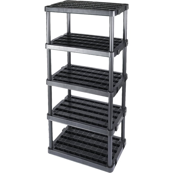 Gracious Living 5 Shelf 72 x 36 x 18" Fixed Height Ventilated Heavy Duty Shelving Unit Organizer System for Home, Garage, Basement, and Laundry, Black