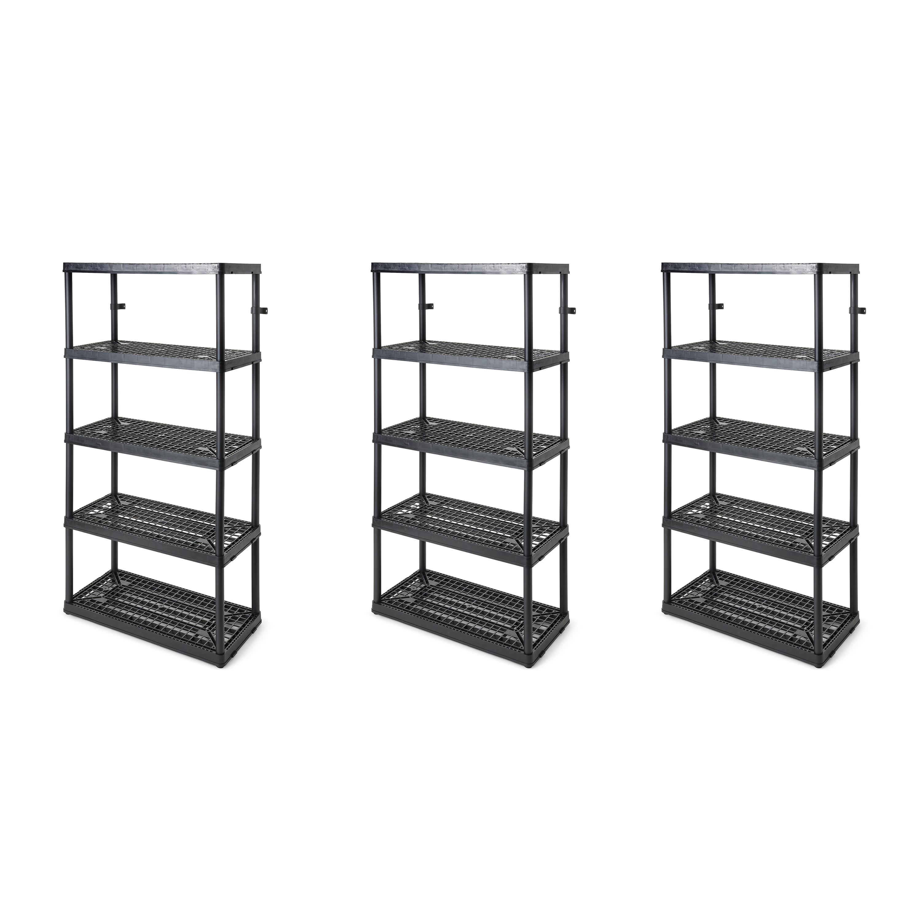 Gracious Living 5 Shelf Tier Light Duty Garage Storage Shelf, Black (3 Pack)