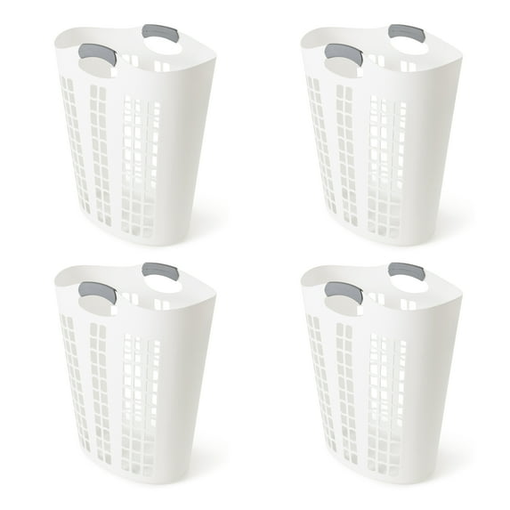 Gracious Living Easy Carry Flex Hamper, Laundry Basket w/Handles (4 Pack)
